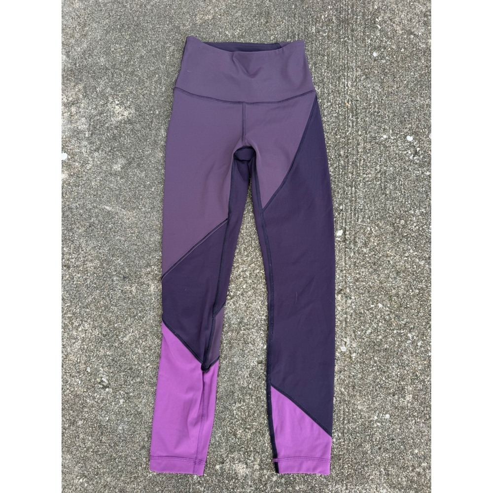 Lululemon Purple Colorblock High Rise Leggings Size 2 Yoga Training